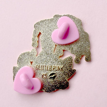 Black & White Mushroom Cat Enamel Pin – Autumn and Fall Collection