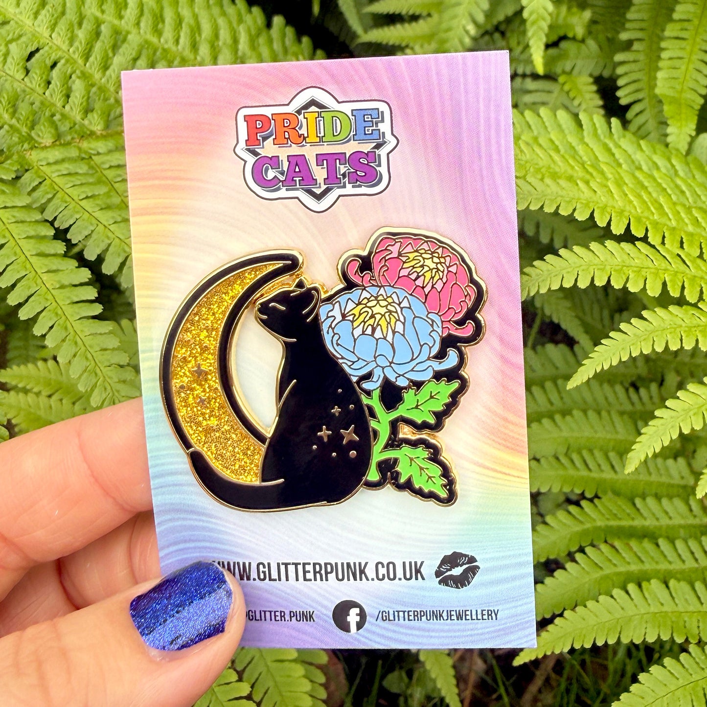 Chrysanthemum Cat Enamel Pin: Pan Pride