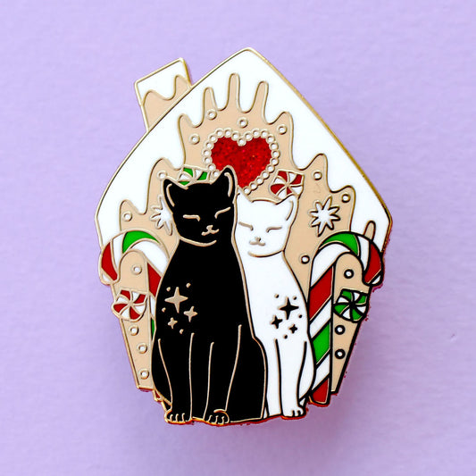 Gingerbread House Cats Enamel Pin