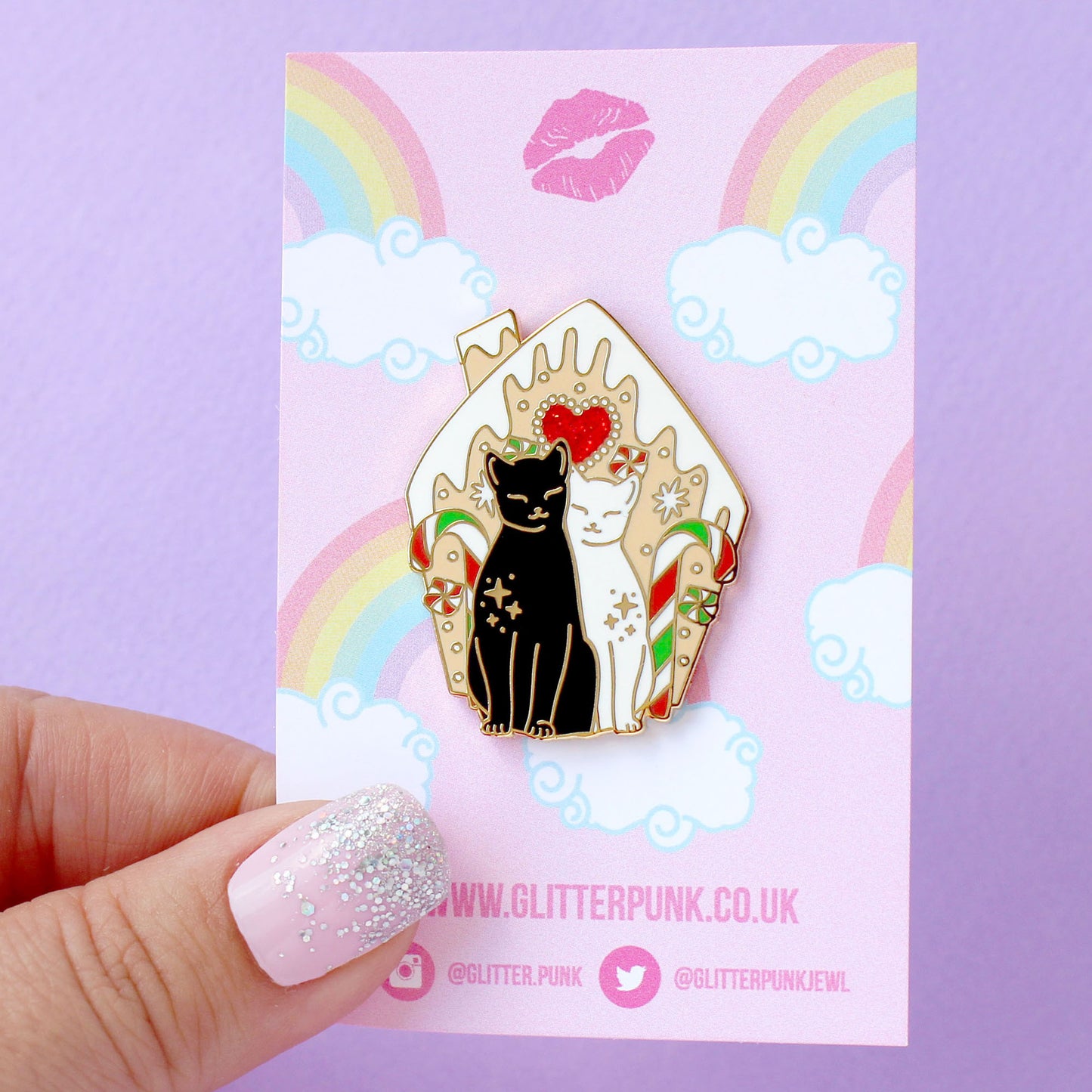 Gingerbread House Cats Enamel Pin