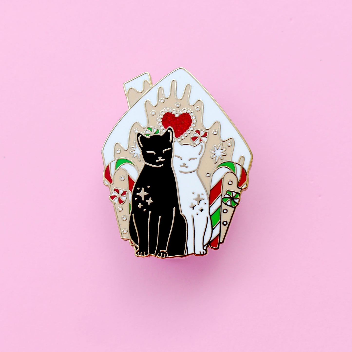 Gingerbread House Cats Enamel Pin