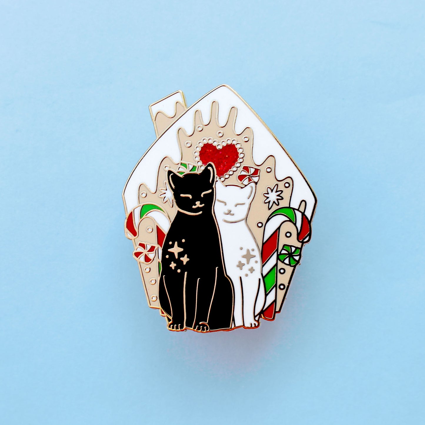 Gingerbread House Cats Enamel Pin