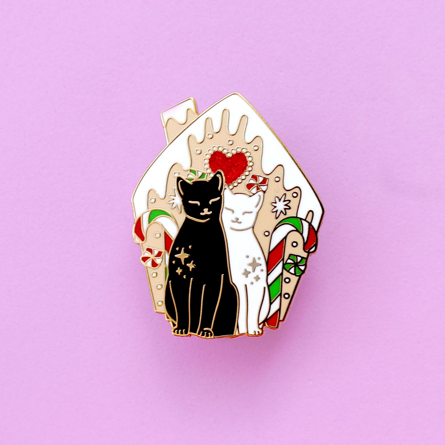 Gingerbread House Cats Enamel Pin