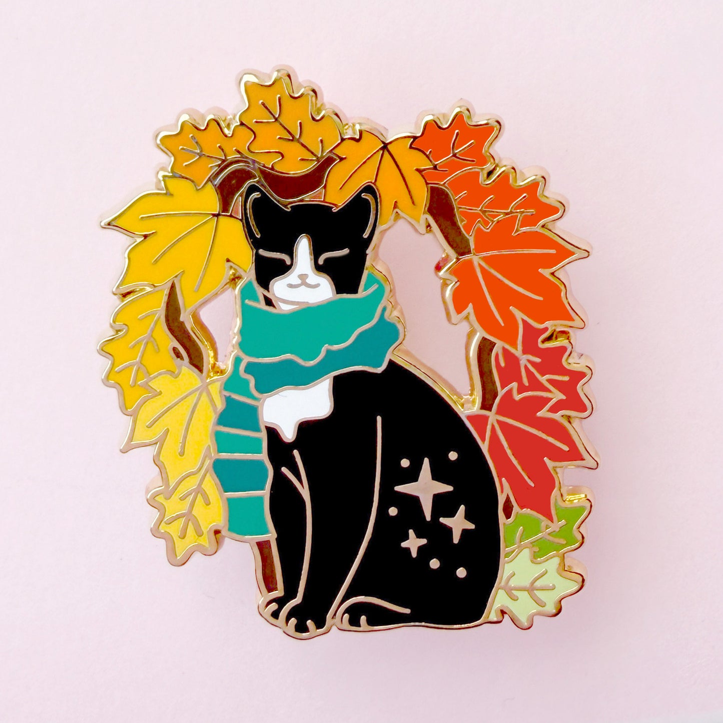 Leaf Arch Cat Enamel Pin – Autumn & Fall Collection
