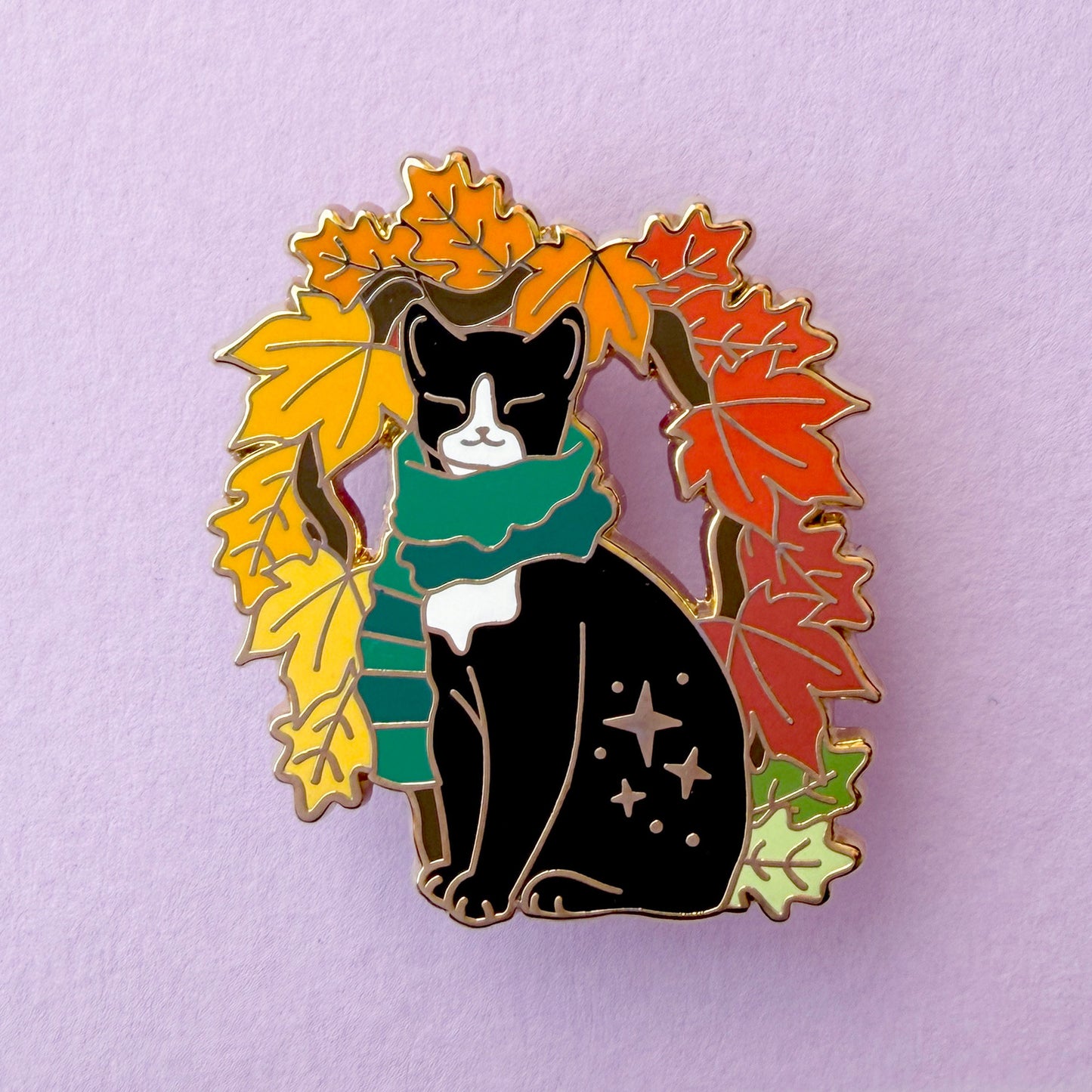 Leaf Arch Cat Enamel Pin – Autumn & Fall Collection