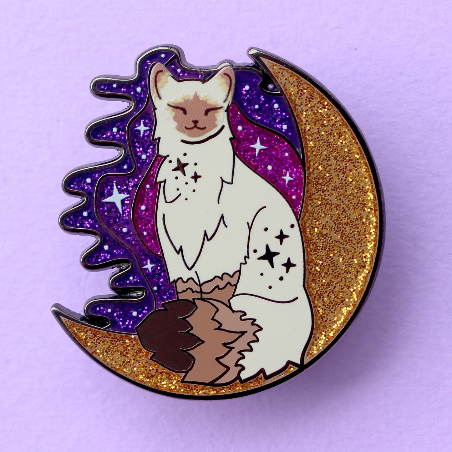 Long Haired Pointed Cat Enamel Pin