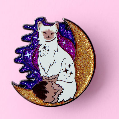 Long Haired Pointed Cat Enamel Pin