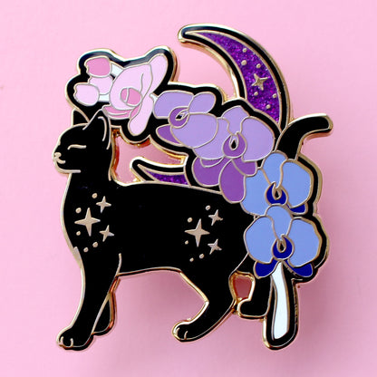 Orchid Cat Enamel Pin: Genderfluid Pride