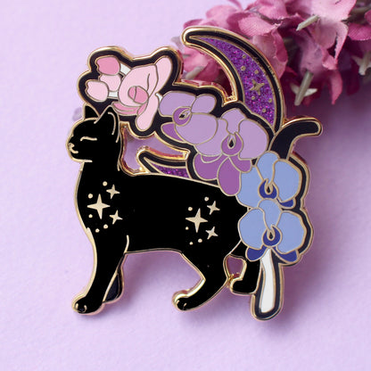 Orchid Cat Enamel Pin: Genderfluid Pride