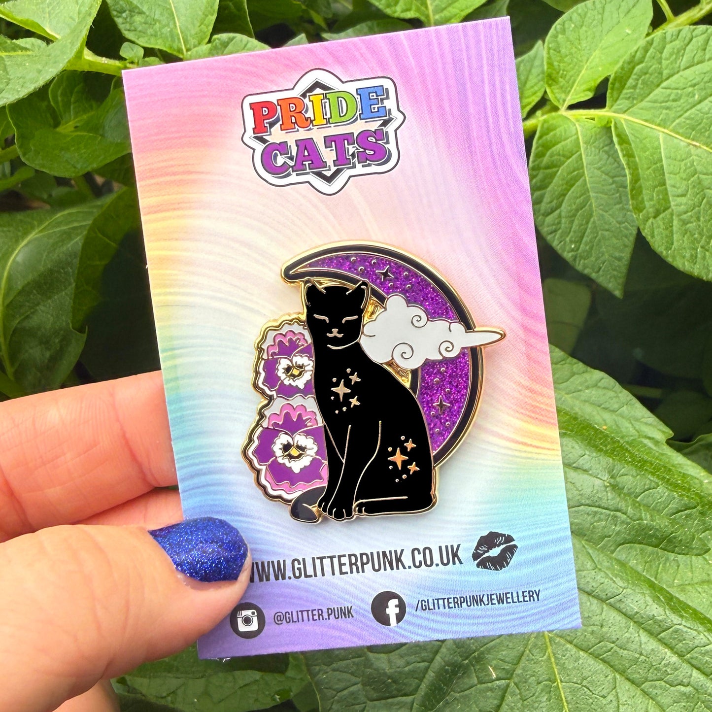 Pansies Cat Enamel Pin: Ace Pride