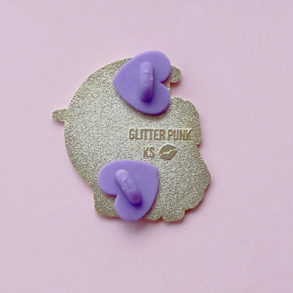 Pansies Cat Enamel Pin: Ace Pride