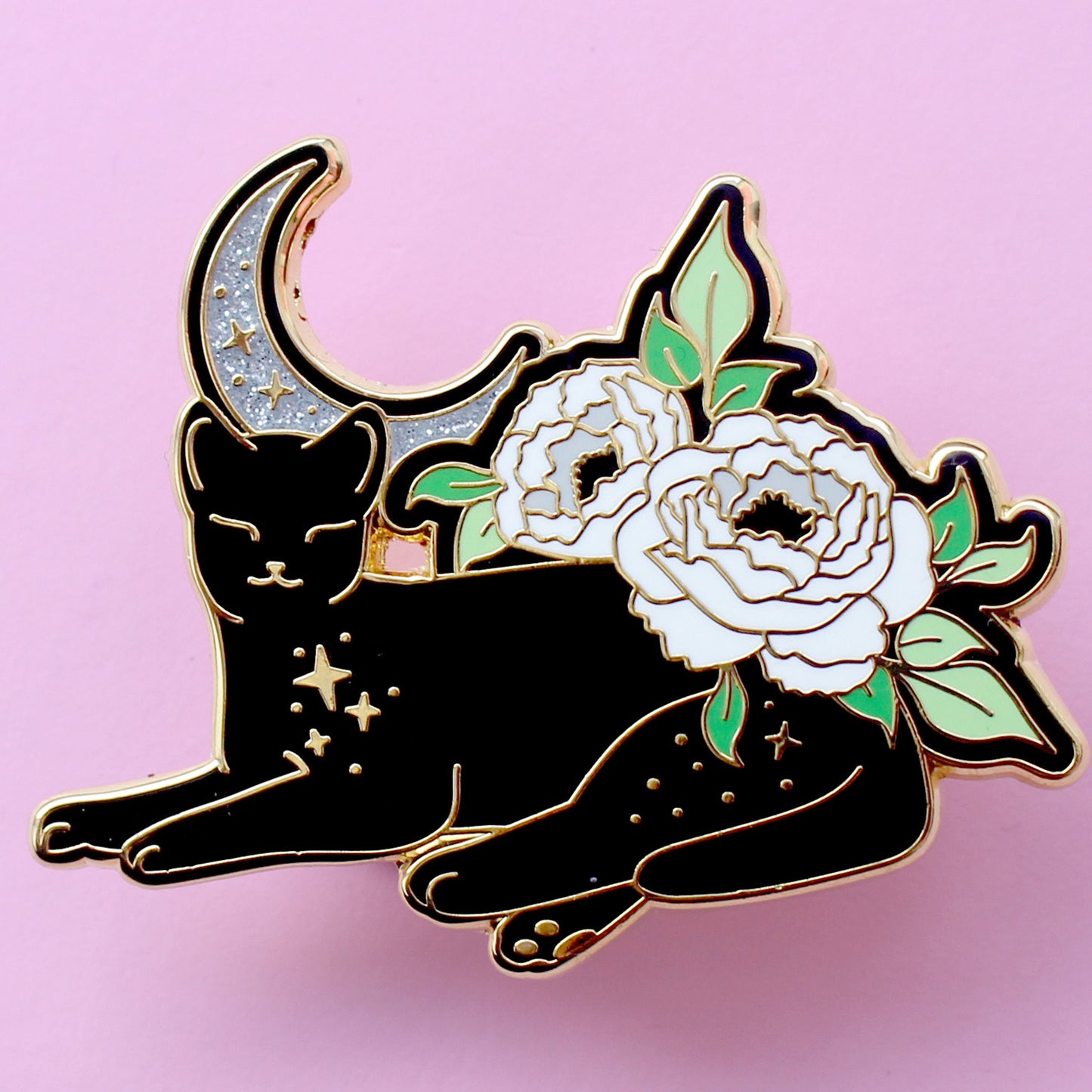 Peony Cat Enamel Pin: Aromantic Pride