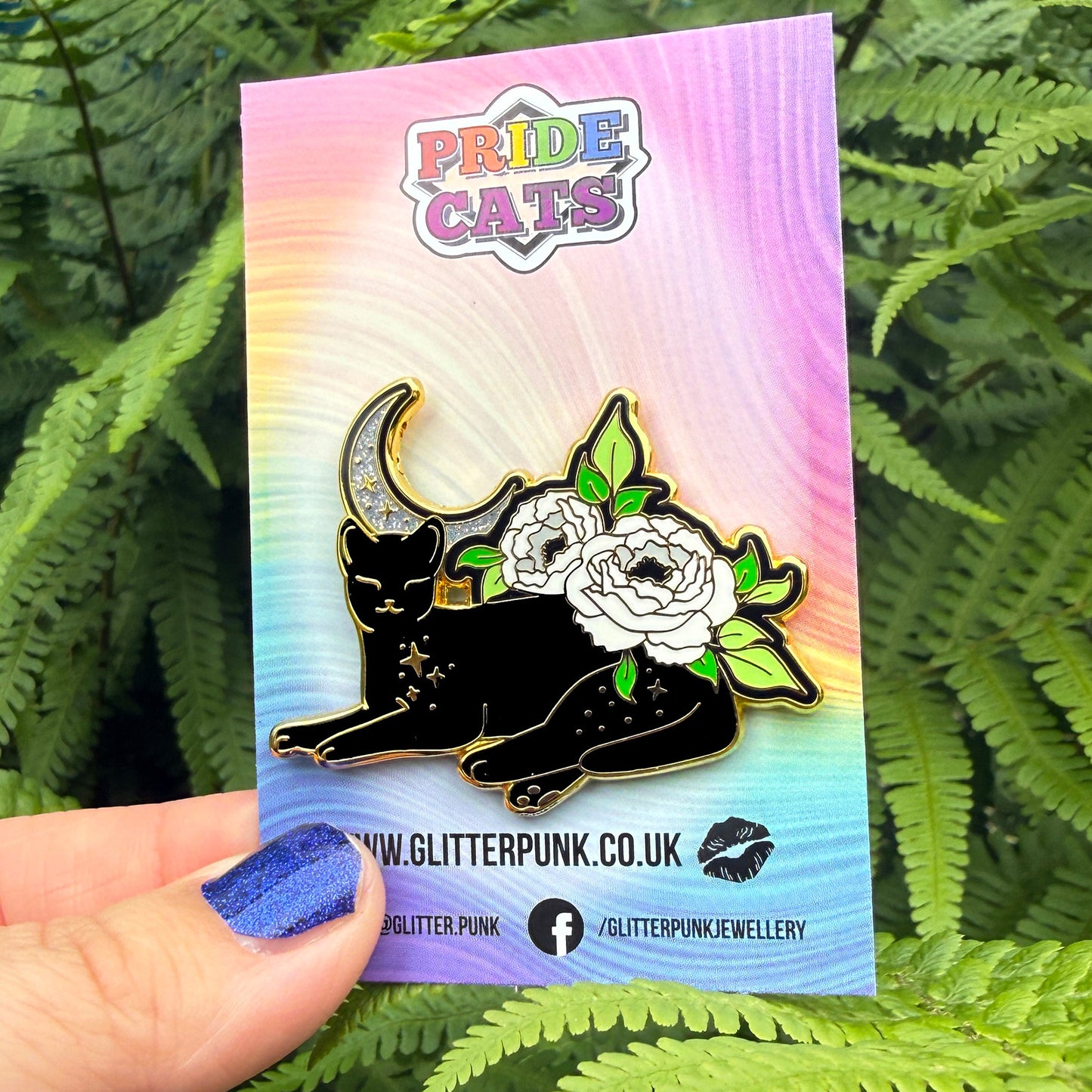 Peony Cat Enamel Pin: Aromantic Pride