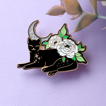 Peony Cat Enamel Pin: Aromantic Pride
