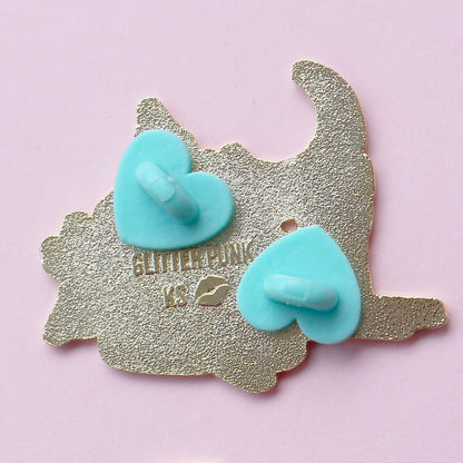 Peony Cat Enamel Pin: Aromantic Pride