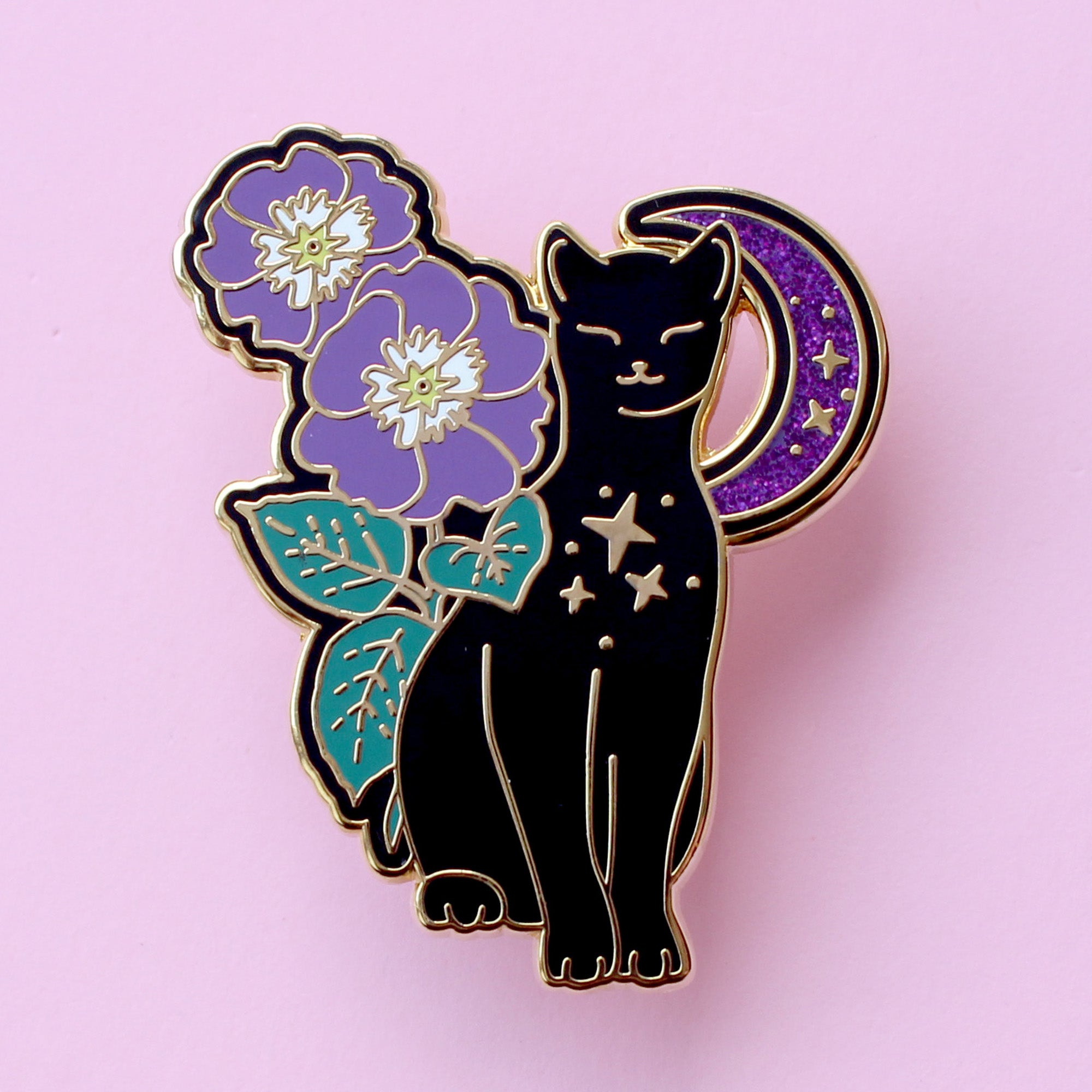 Primrose Cat Enamel Pin: Non-Binary Pride – Glitter Punk