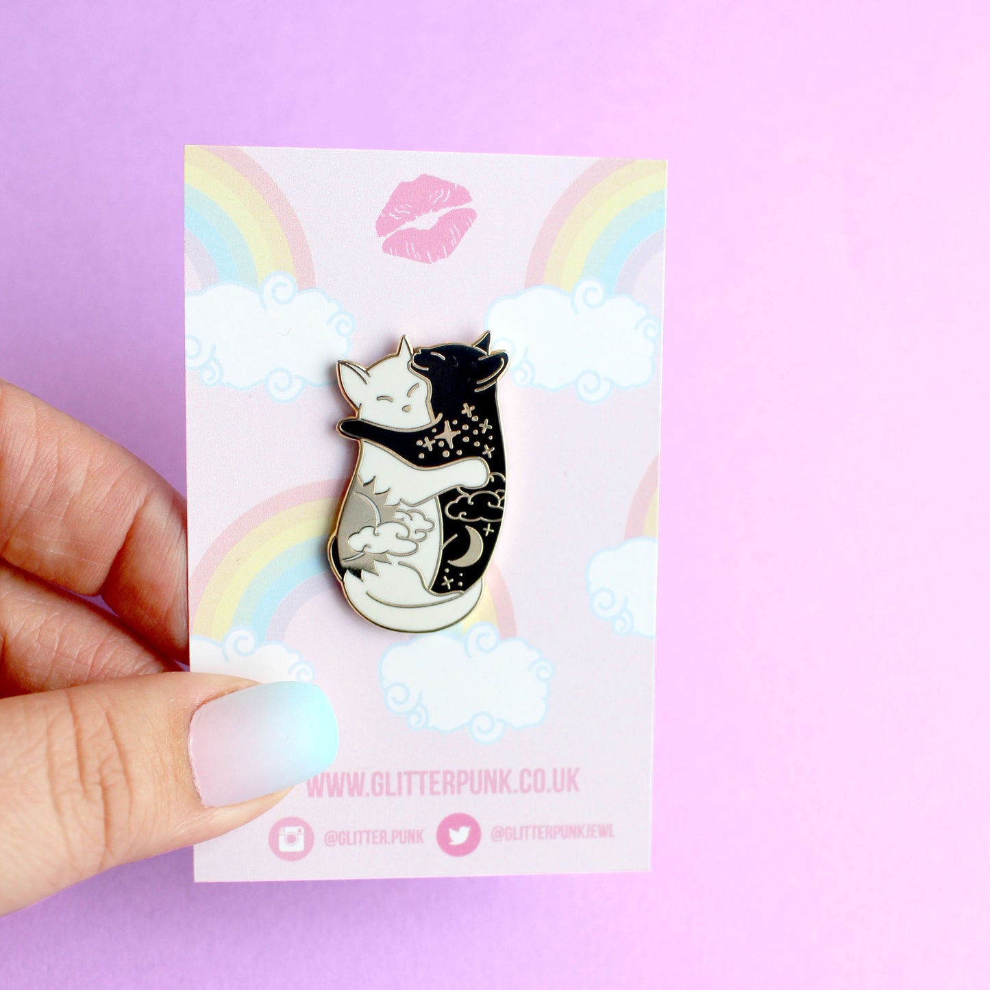 Hugging Cats Pin