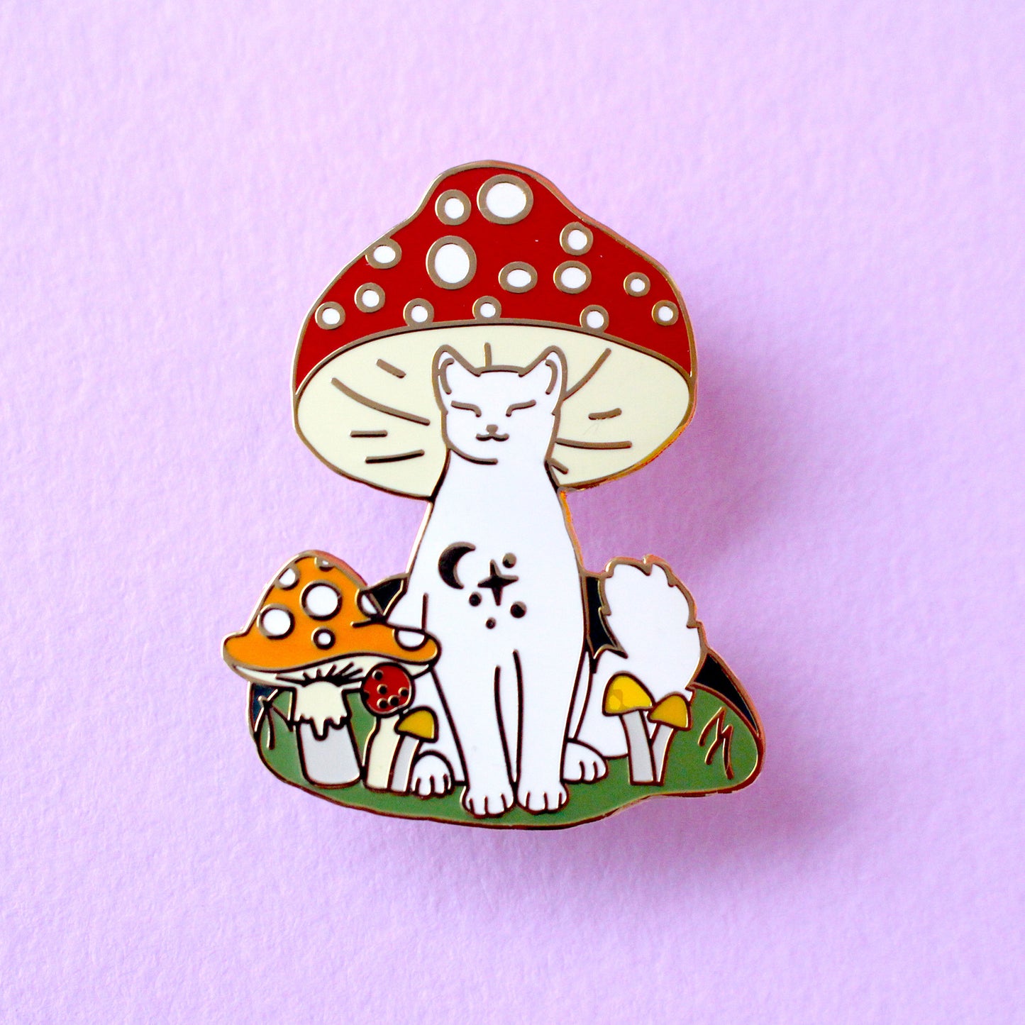 Mushroom Cat Enamel Pin