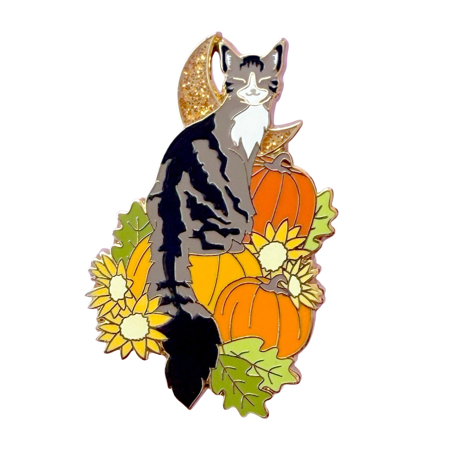 Pumpkin Tabby / Tuxedo Cat Enamel Pin – Autumn & Fall Collection