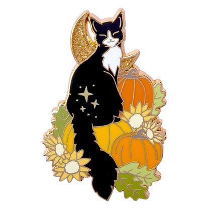 Pumpkin Tabby / Tuxedo Cat Enamel Pin – Autumn & Fall Collection