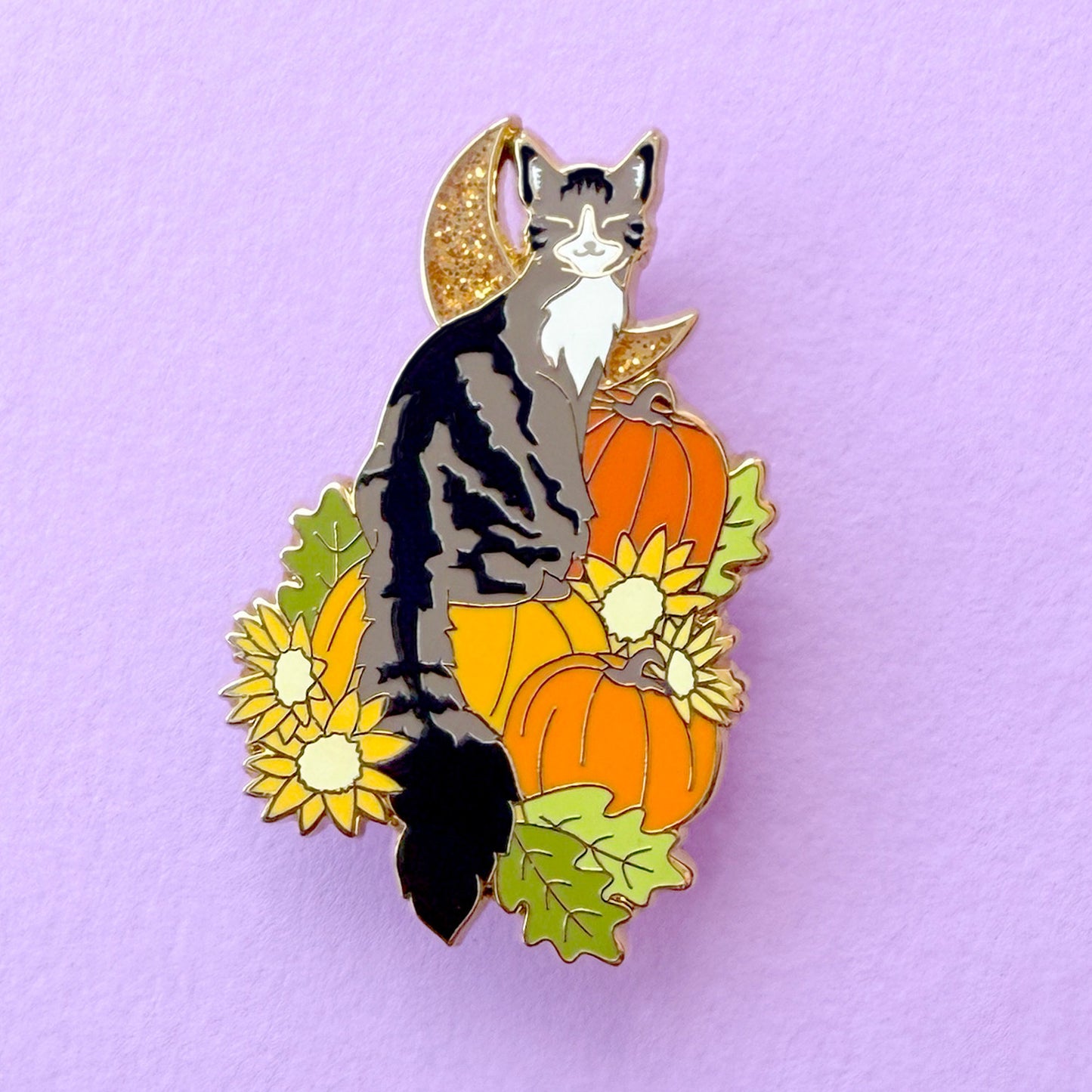 Pumpkin Tabby / Tuxedo Cat Enamel Pin – Autumn & Fall Collection