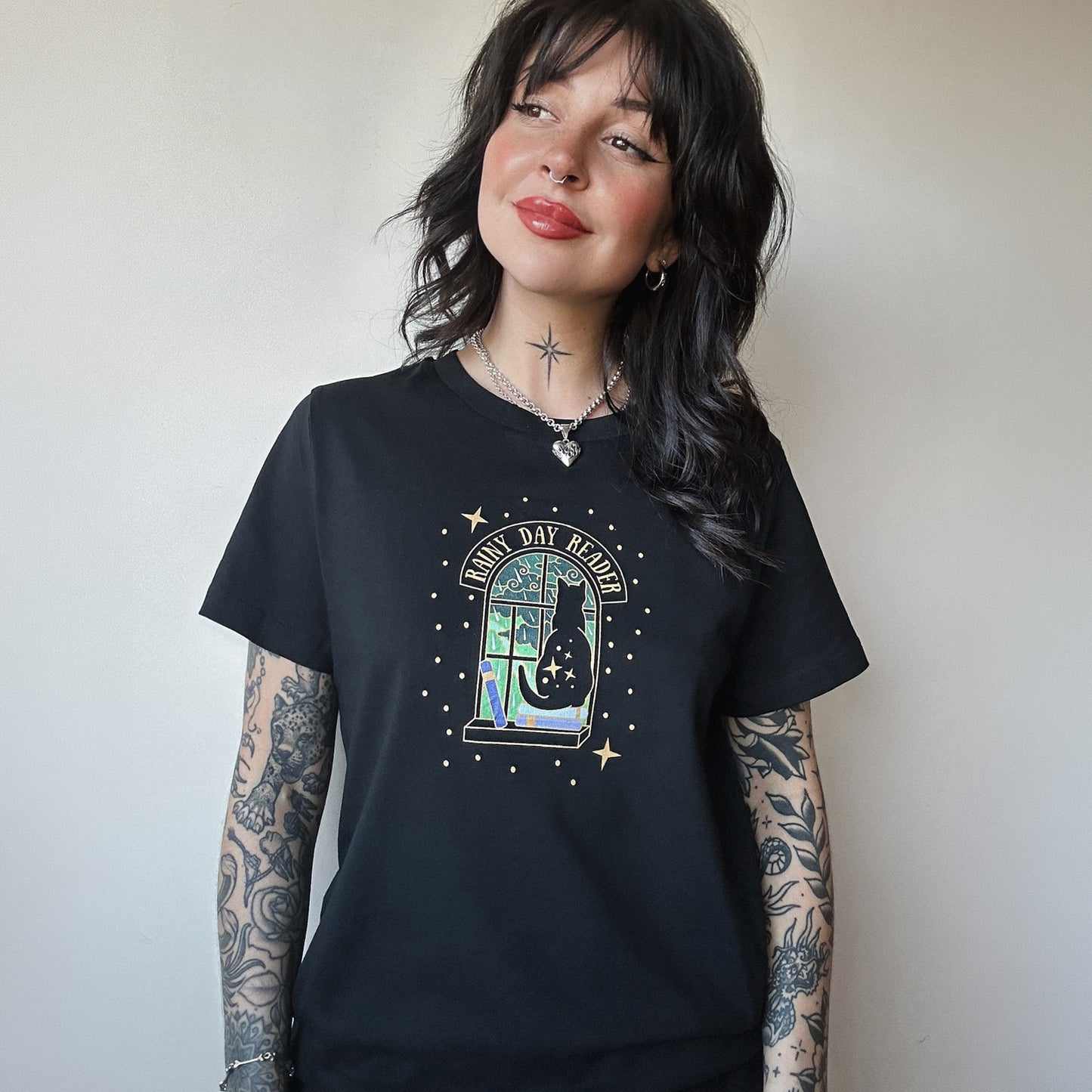 Rainy Day Reader Cat T-Shirt