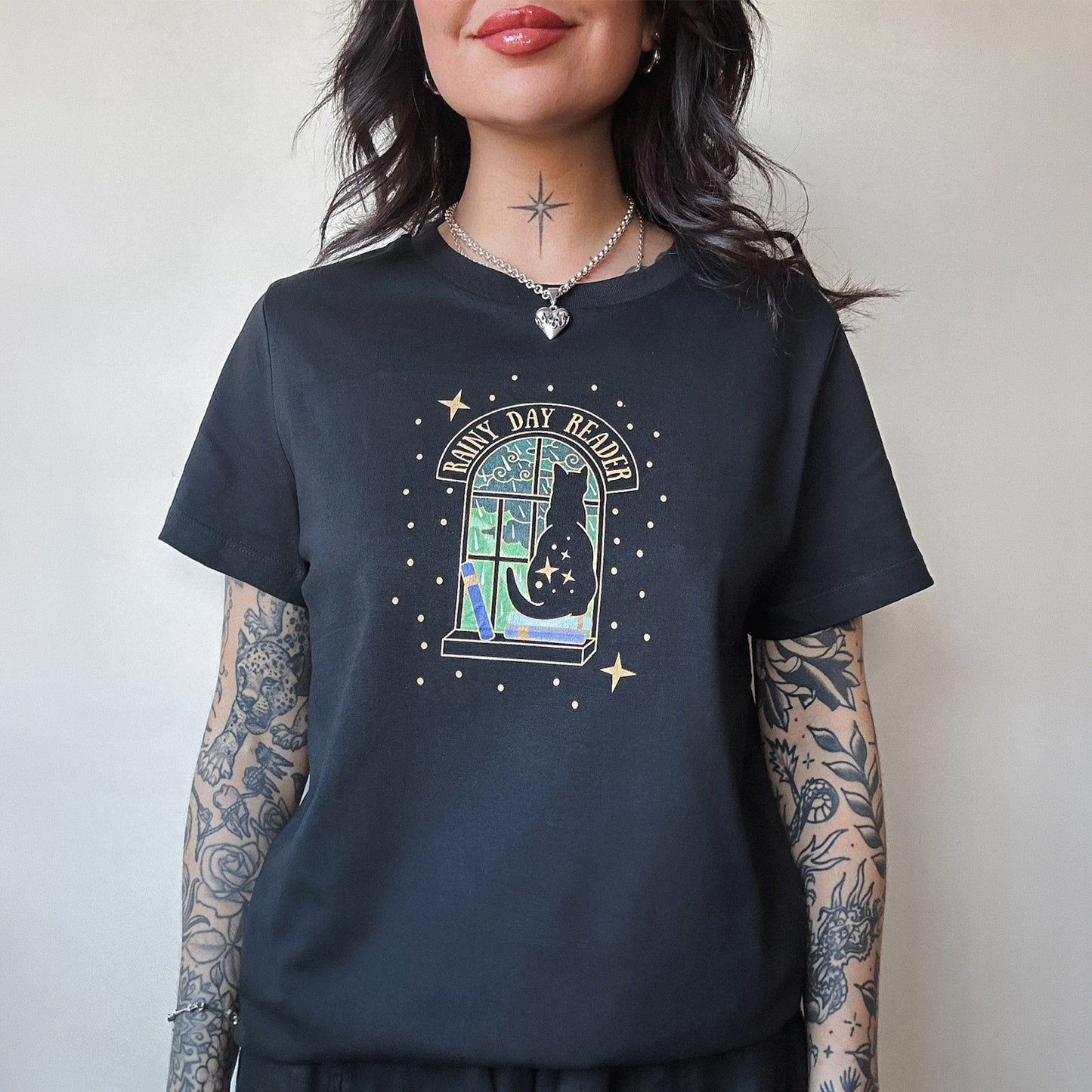 Rainy Day Reader Cat T-Shirt