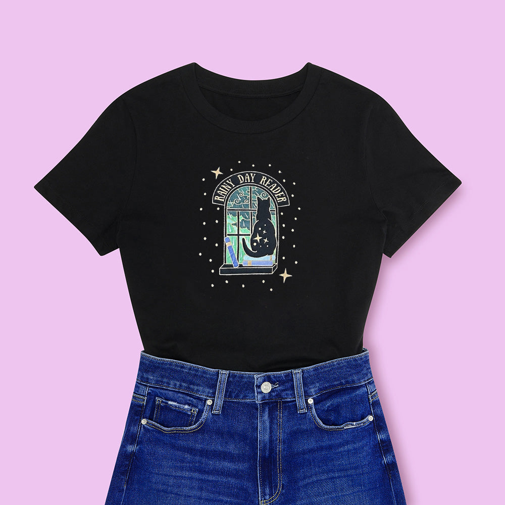 Rainy Day Reader Cat T-Shirt