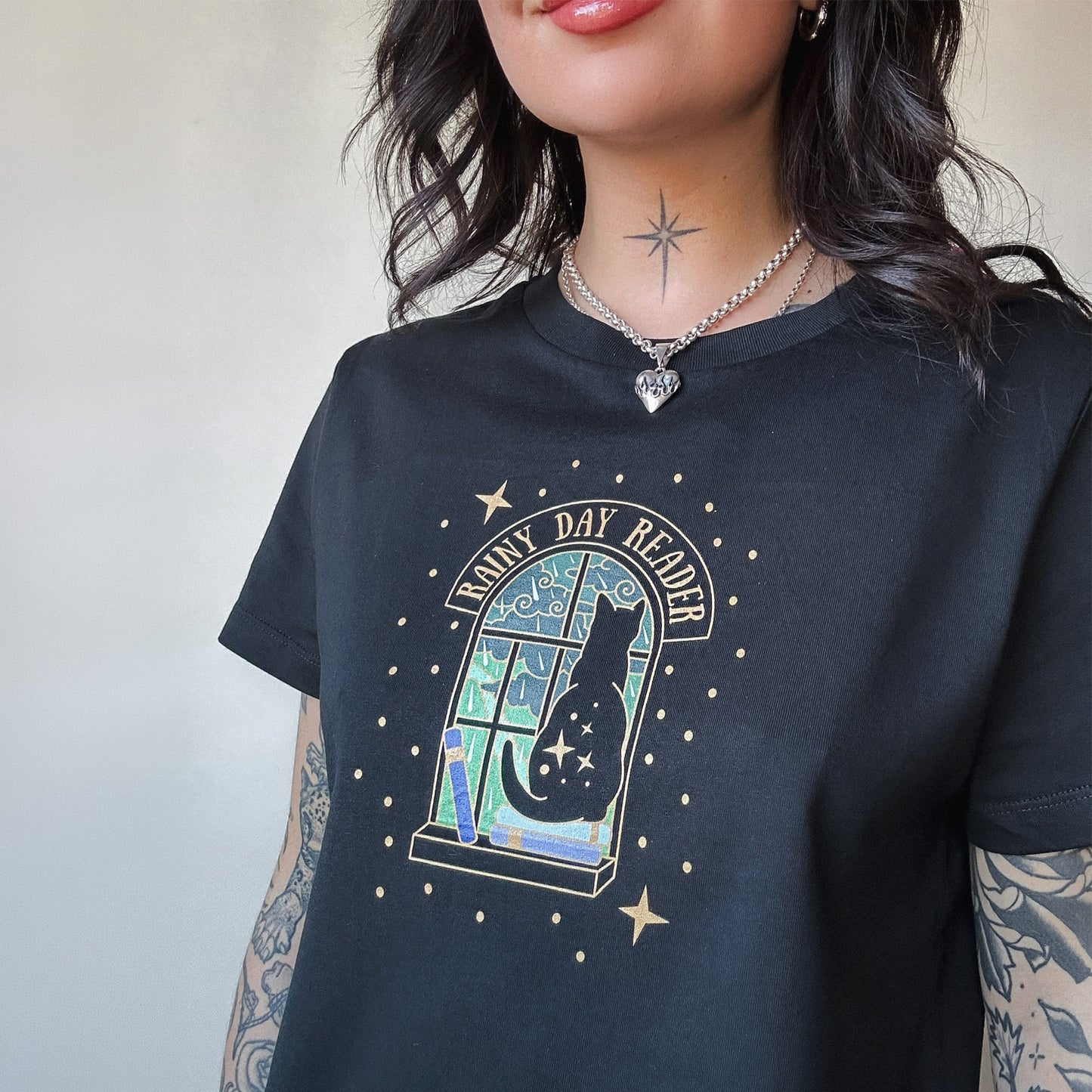 Rainy Day Reader Cat T-Shirt
