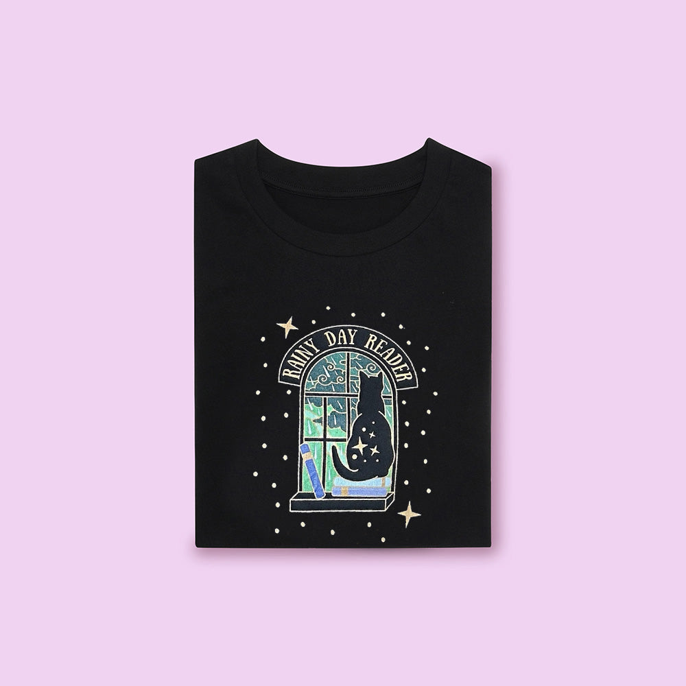 Rainy Day Reader Cat T-Shirt