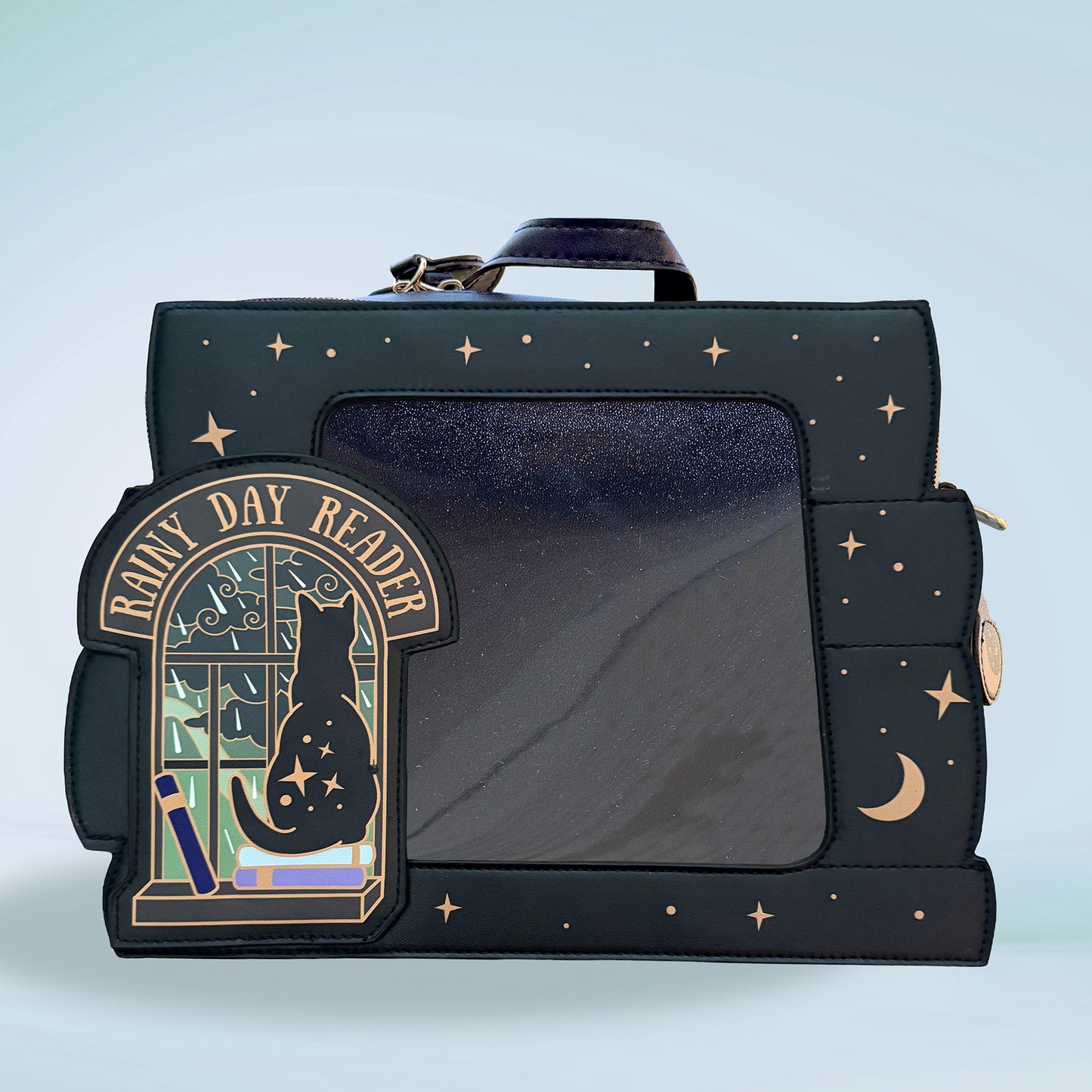 Rainy Day Reader Cat Vegan Leather ITA Bag