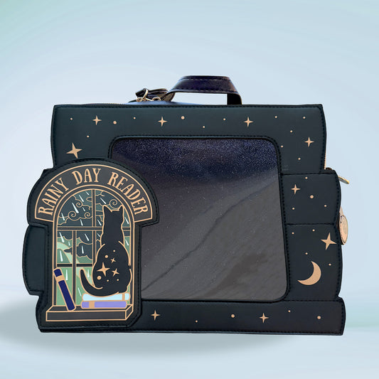Rainy Day Reader Cat Vegan Leather ITA Bag