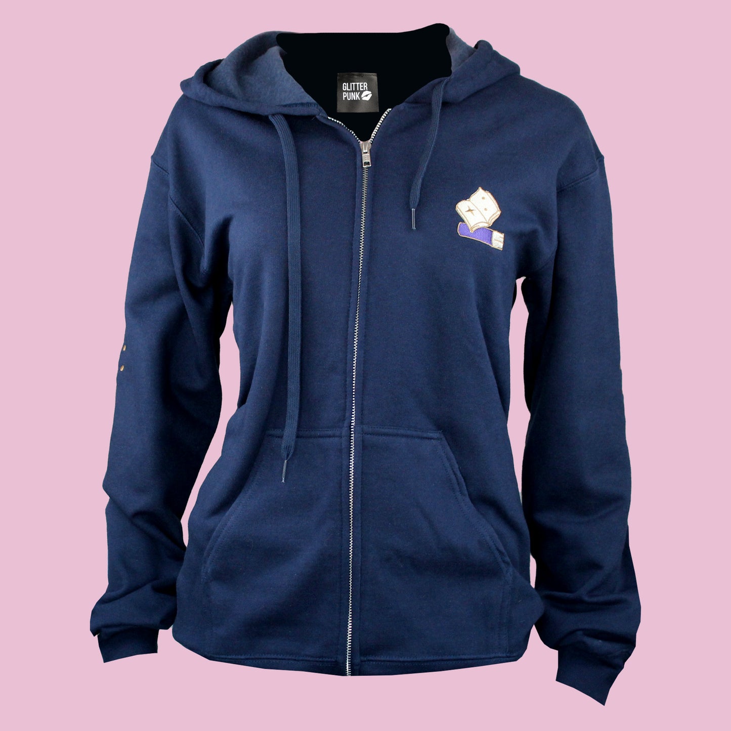 Reality is Overrated Cat Embroidered Zip-up Hoodie