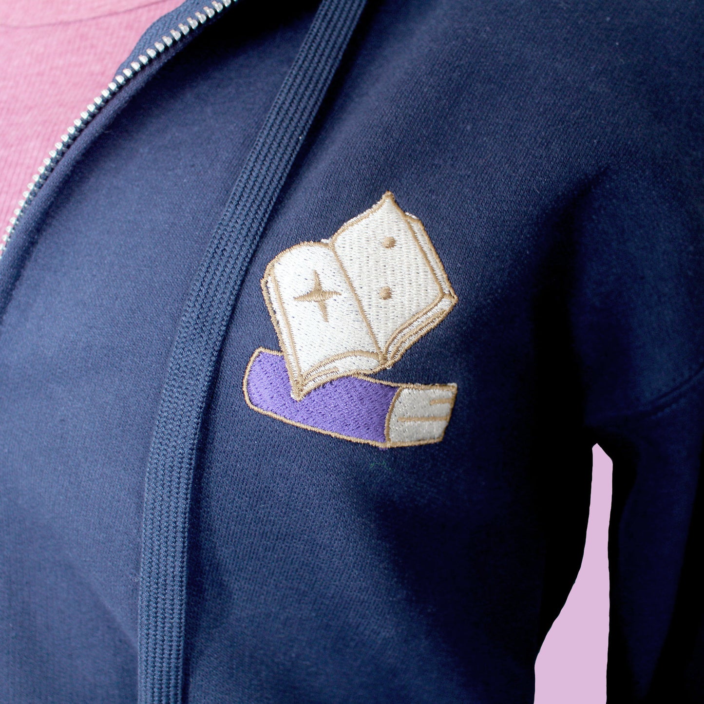 Reality is Overrated Cat Embroidered Zip-up Hoodie