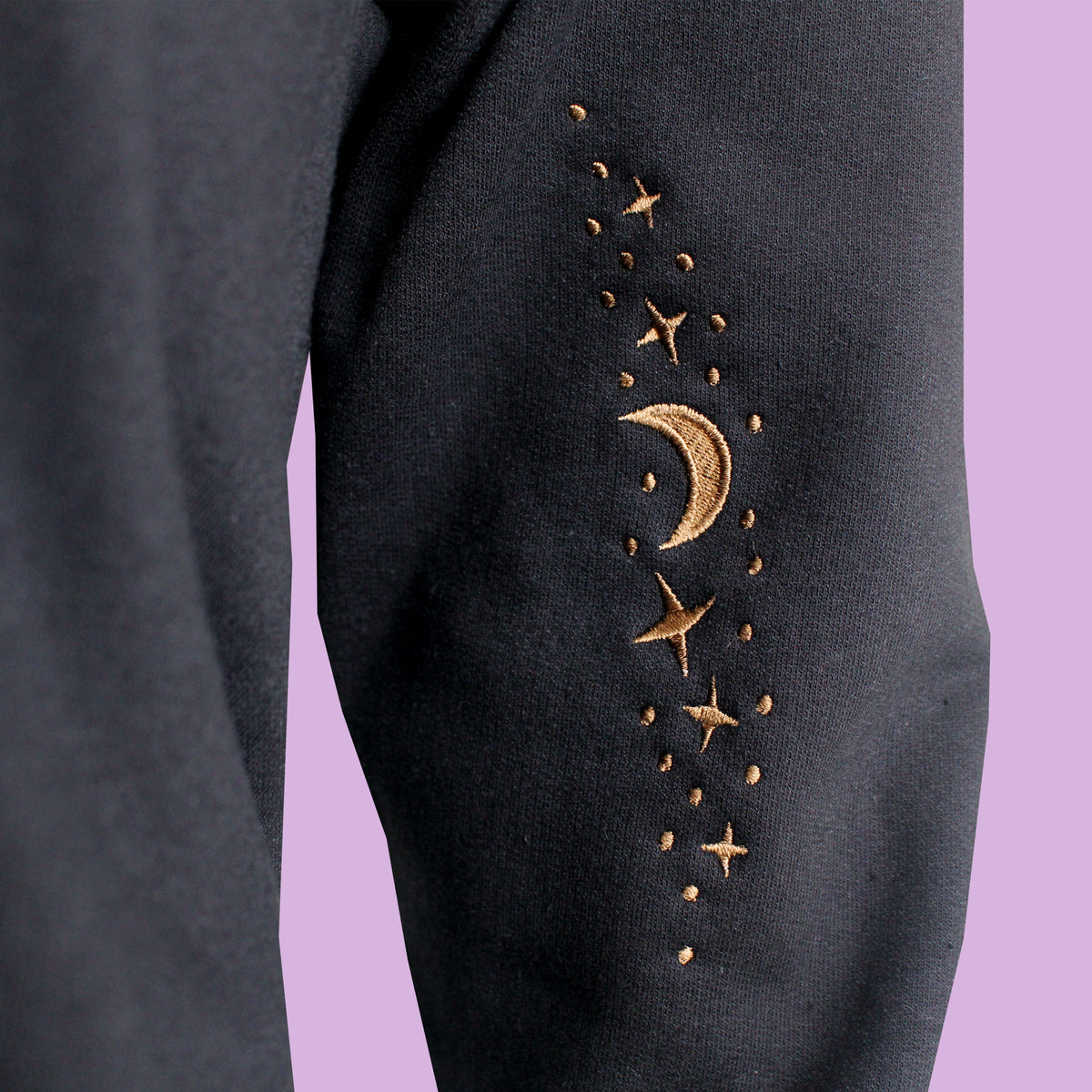 Vampire Cat Embroidered Zip-up Hoodie
