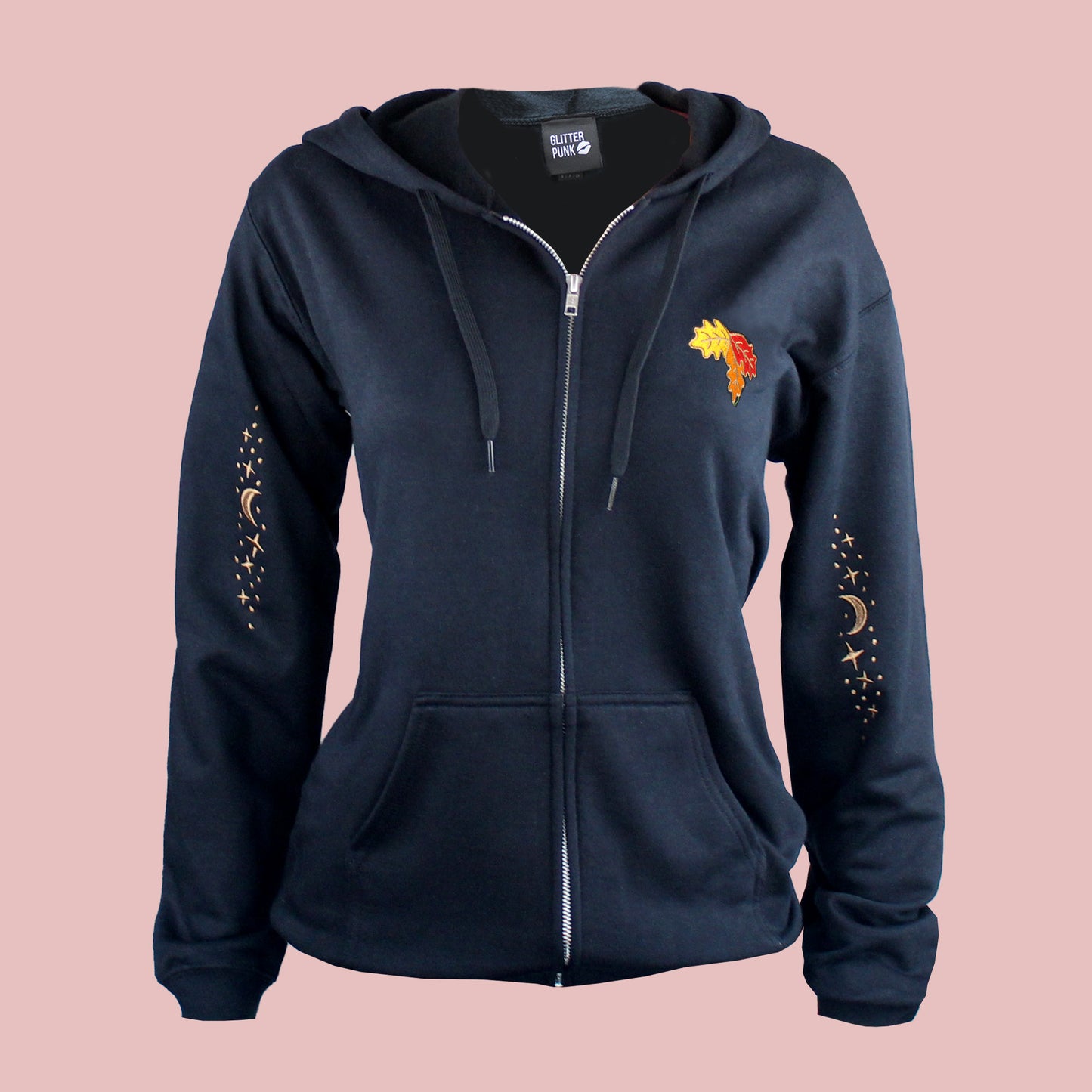 Window Cat Embroidered Zip-up Hoodie