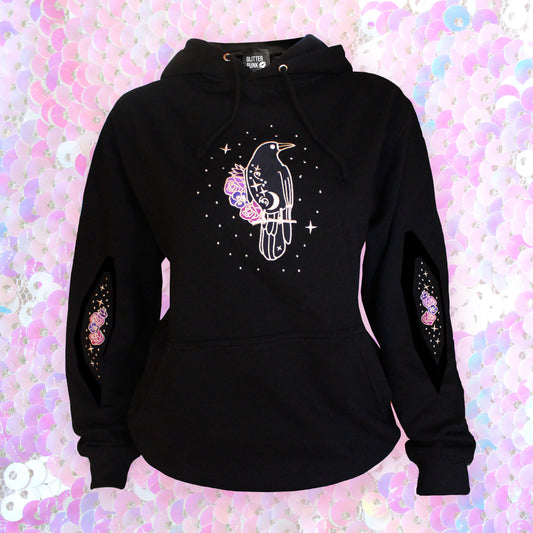 Unisex Embroidered Crow Hoodie
