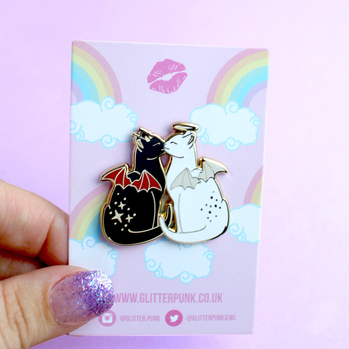 Angel & Devil Cats enamel pin - Halloween Collection