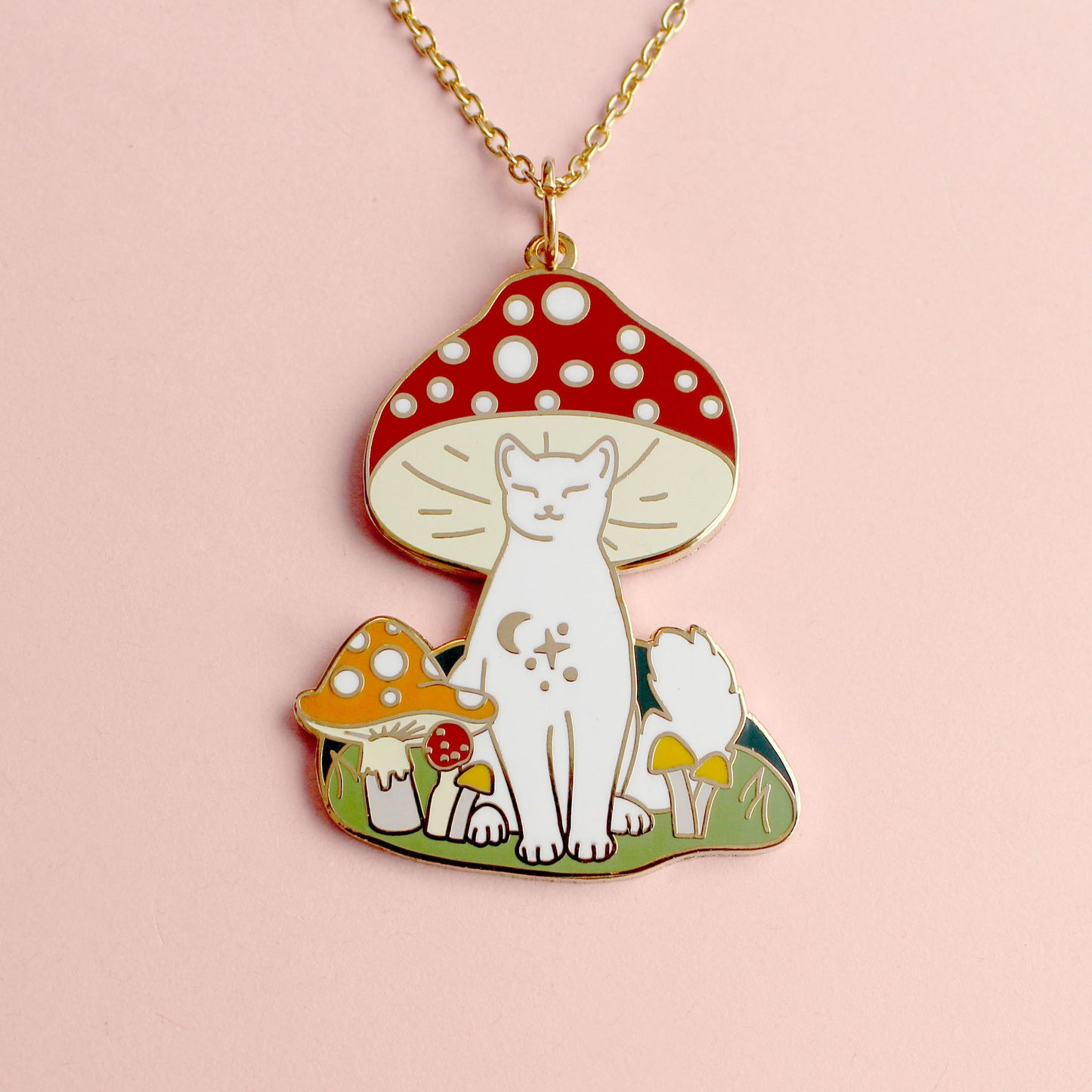 Mushroom Cat Necklace