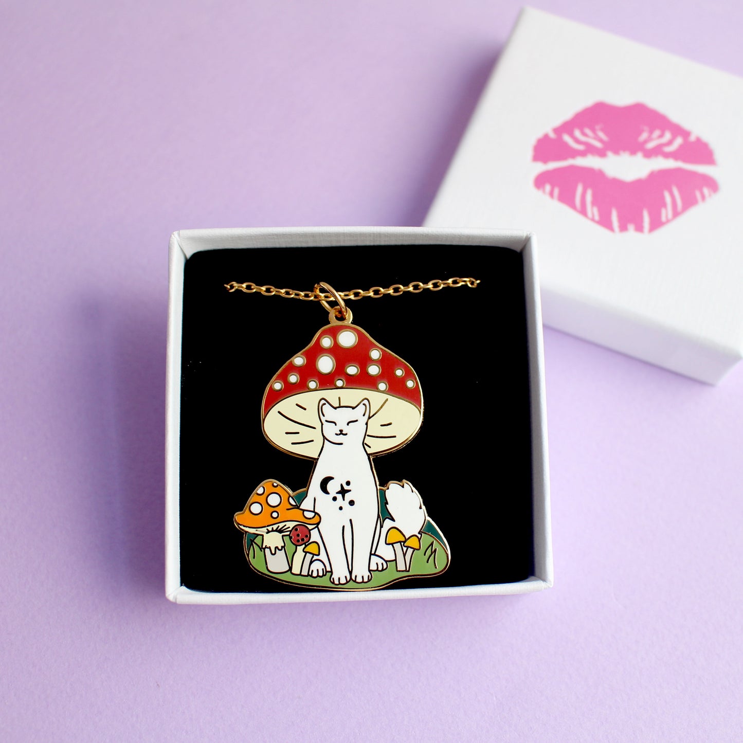 Mushroom Cat Necklace