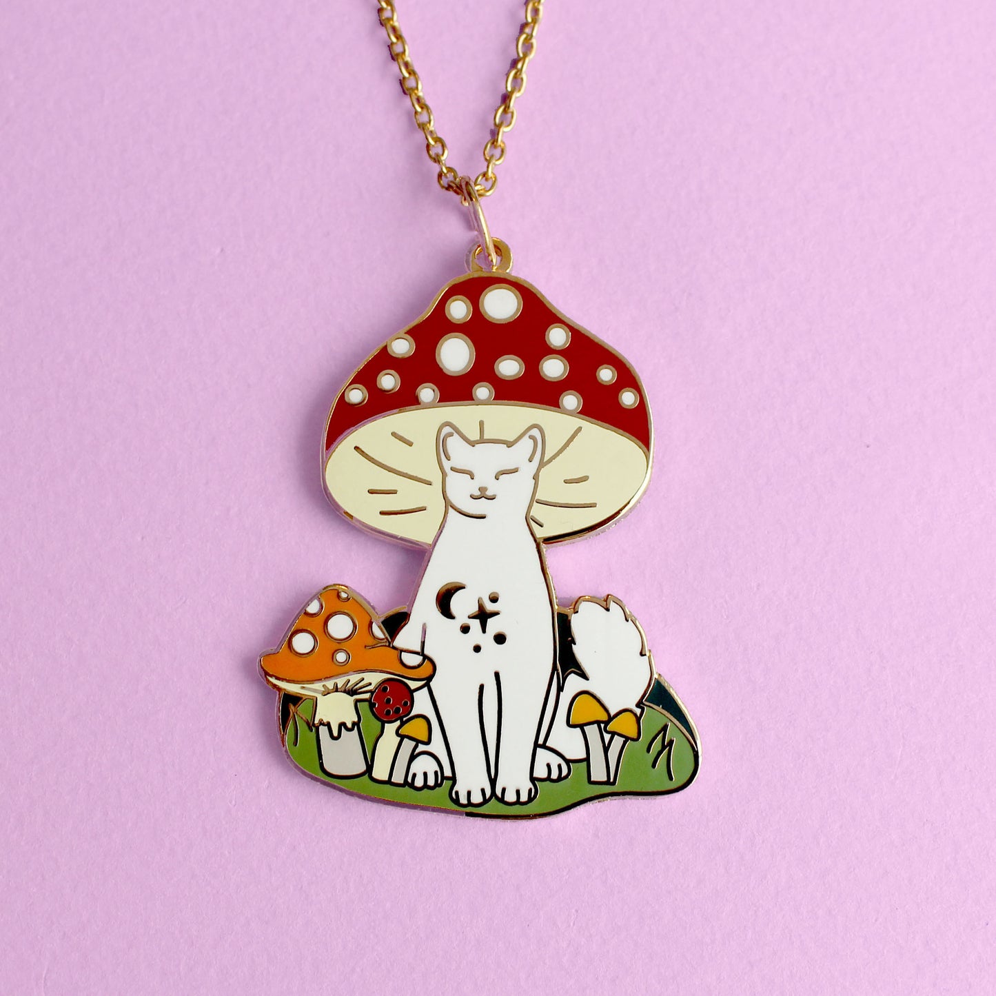 Mushroom Cat Necklace