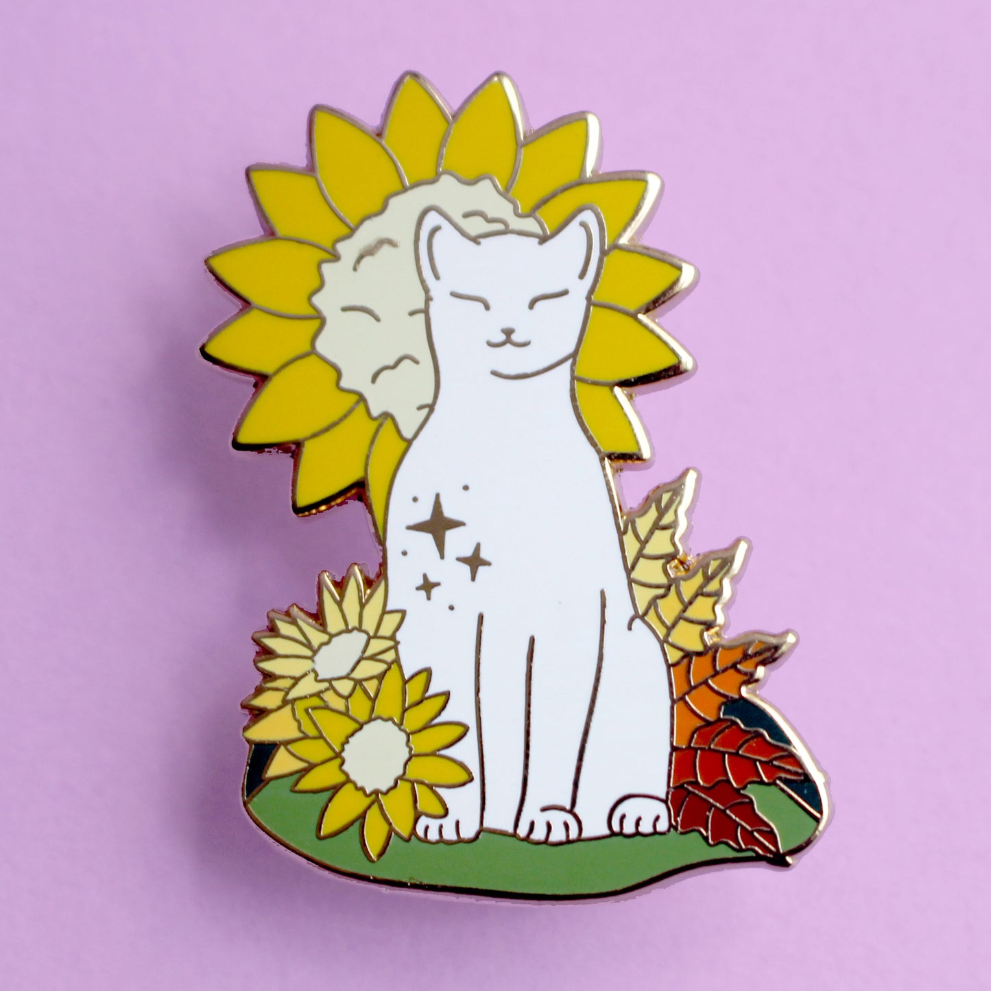 Sunflower Cat Enamel Pin - Autumn Fall collection
