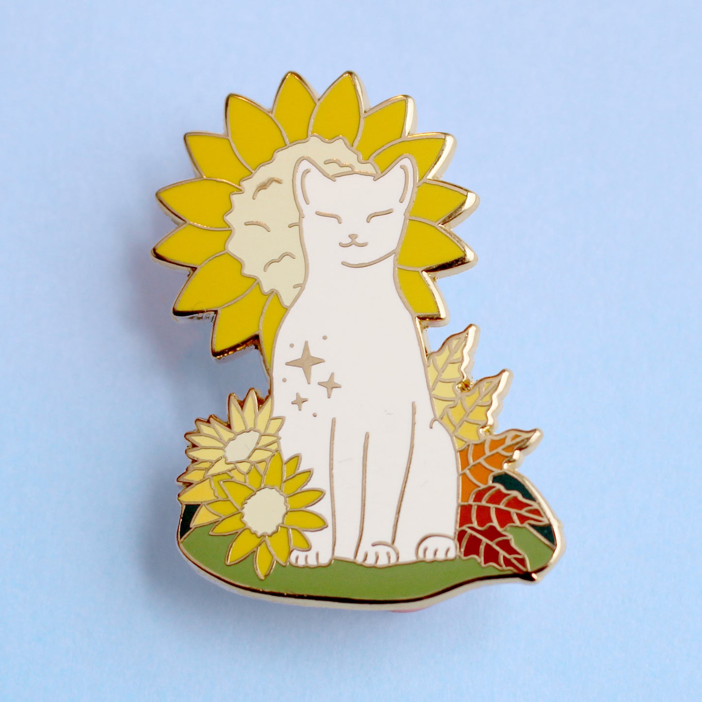 Sunflower Cat Enamel Pin - Autumn Fall collection