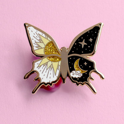 Yin and Yang Butterfly Enamel Pin