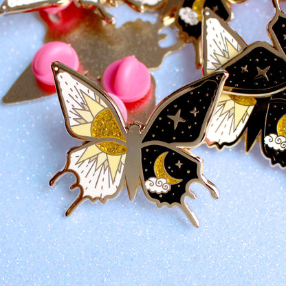 Yin and Yang Butterfly Enamel Pin