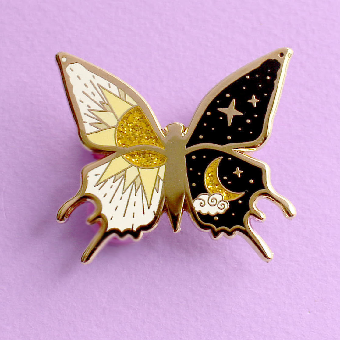 Yin and Yang Butterfly Enamel Pin