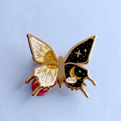 Yin and Yang Butterfly Enamel Pin