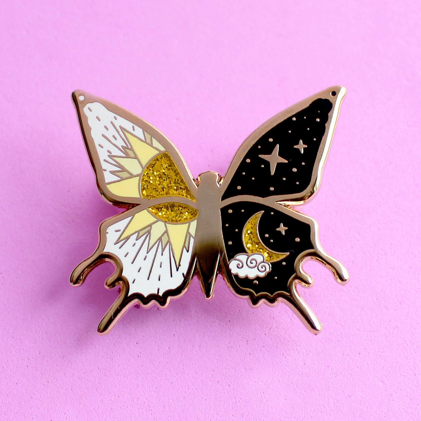 Yin and Yang Butterfly Enamel Pin