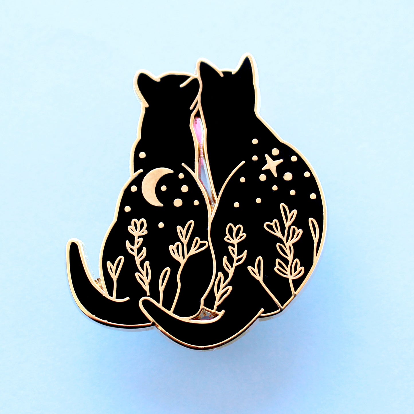 Black Cats Stargazing Enamel Pin