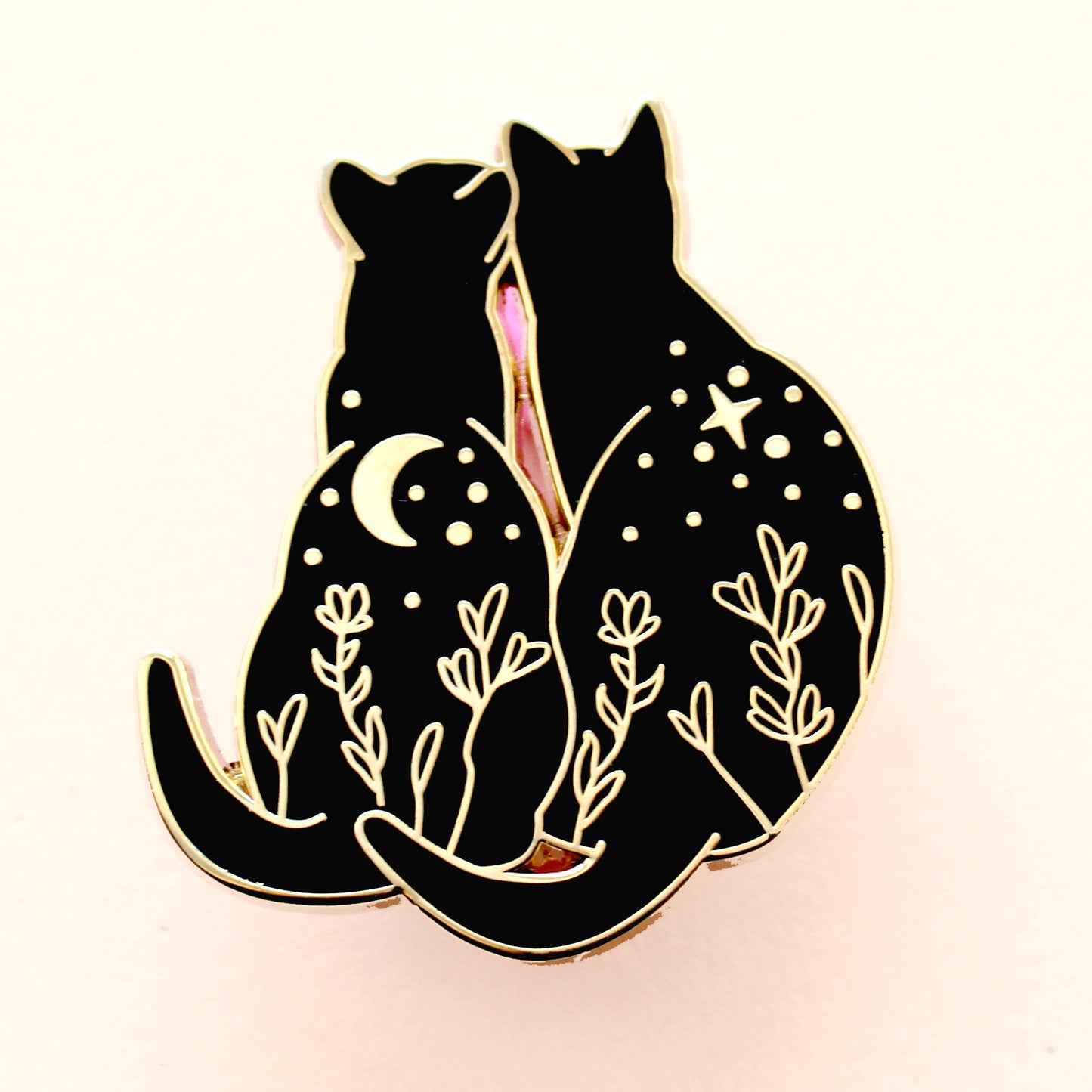 Black Cats Stargazing Enamel Pin